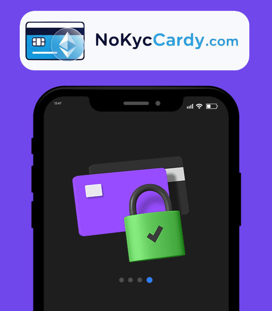 A shield icon over a virtual Visa card, representing secure transactions with cryptocurrency.